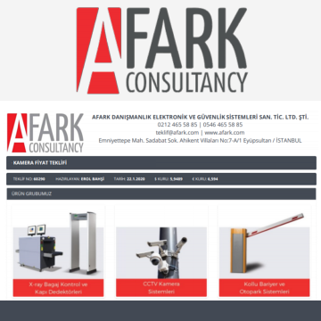 Afark Consultancy Teklif Hazırlama Yazılımı